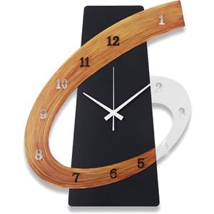 Modern Large Decorative Wall Clock17 inch Black Silent Non-Ticking Nordic Metal Wall Clocks for Living Room Home Kitchen Bedroom Cafes Office StaircaseArabic Numerals Quartz Clock(35x44cm)