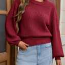 Saodimallsu Womens Batwing Long Sleeve Sweaters Casual Crewneck Loose Chunky Knit Fall Pullover Tops (L)
