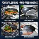 Blue Diamond Hybrid Nonstick Stainless Steel 12 Wok with Lid, PFAS-Free Ceramic Diamond Bond Stir-Fry Pan, Induction Ready, Dishwasher & Oven Safe, Metal Utensil Safe, Stay-Cool Handle, Silver