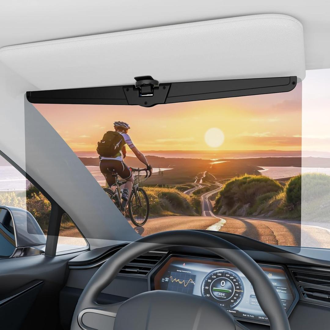 Veharvim Sun Visor Extender for Cars, Polarized Car Visor Extender Sun Blocker UV400, Adjustable Visor Extension, Clip on Sun Visor for Car, Universal, Glare, UV Protector (Large(1 Pack))