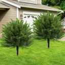 FAJUNZH Artificial Topiary Bushes for Outdoors with Spike, Boxwood Ball Fake Shrubs UV Resistant Faux Plants for Indoor Outdoor Fall Thanksgiving Halloween Decor (Cedar Topiary Ball Trees)