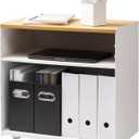 YAMAZAKI Home Hideaway Storage Cart, Rolling Cart Adjustable Shelves, White, One Size
