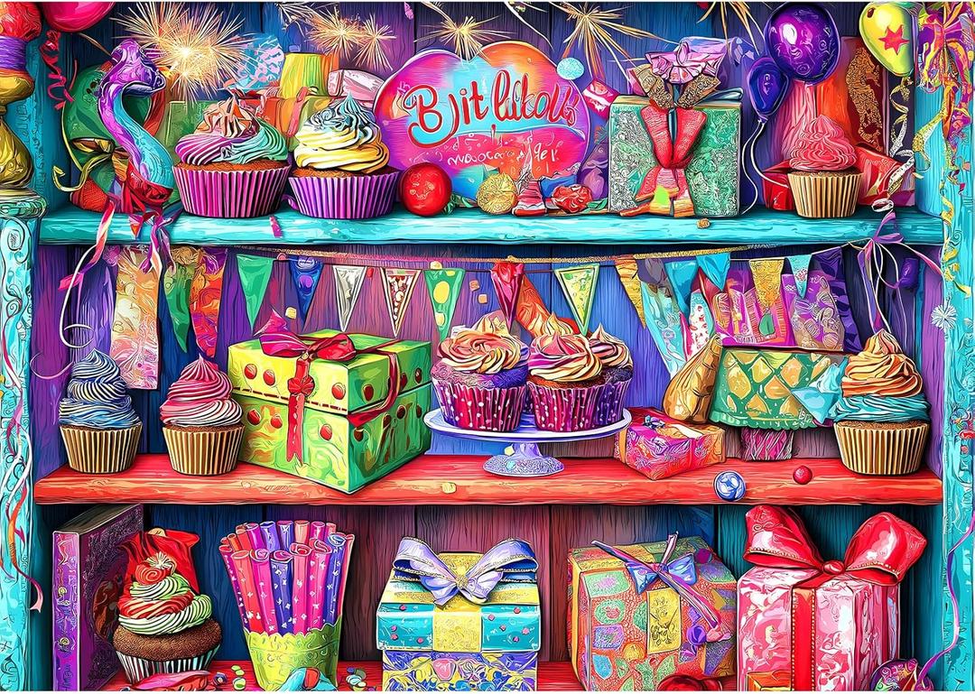 1000 Piece Puzzles for Adults Clearance,Mysterious Holiday Party Gift Rack for Puzzles, Impossible Challenge Art Jigsaw Puzzles, for Gift Birthday Party Games Family, 27.5X19.7 Inch Dust Free Puzzle