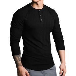 Lehmanlin Mens Thermal Shirt Long Sleeve Muscle Henley Slim Fit Cotton T-Shirt Fashion Casual Ribbed Top (Medium)