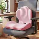 Ergonomic Seat Memory Foam Support Cushion for Back, Car Seat Back Support Cushion for Sciatica Tailbone Pain, Office Desk Chair Car Travel Seat Cushion (Pink), Medium