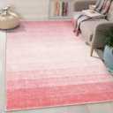 Wonnitar Washable 3x5 Area Rug, Pink Rugs for Girls Bedroom, Contemporary Ombre Nursery Soft Mat for Baby Girl, Modern Non-Skid Faux Wool Indoor Carpet for Bathroom Dorm Bedside (Pink,3'x5')