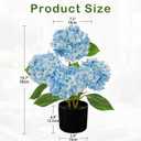 Hollyone Light Blue Hydrangea Artificial Flowers in Pots 19.7" Four-Head Faux Silk Hydranges Flower Arrangements for Indoor Home Office Kitchen Table Centerpieces Wedding Decorations
