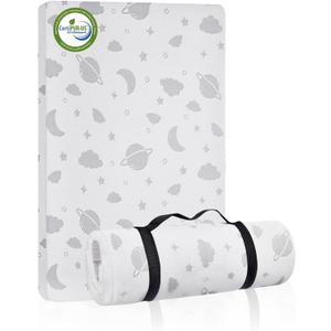 Lilian&Gema Pack and Play Mattress 38"x26", Portable Crib Mattress for Playpen, Pack N Play Mattress Topper, Soft Breathable and Waterproof Washable Cover for Baby Toddler (White)