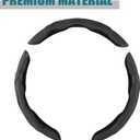 West Llama 3PCS Leather Car Steering Wheel Cover,Snap On Steering Wheel Protector Universal 99% Cars(3PCS-Black)
