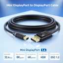 Cable Matters 32.4Gbps Mini DisplayPort to DisplayPort 1.4 Cable - 6ft, Support [8K@60Hz HDR], Mini DP to DP 1.4 Cable, Display Port to MiniDisplayPort Compatible with Thunderbolt & Thunderbolt 2