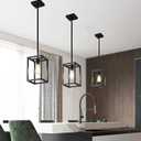 Kitchen Black Pendant Lighting Chandeliers for Dining Rooms, Mini Pendant Lights 1-Light Modern Hanging Light Fixture Matte Black Industrial for Kitchen Island