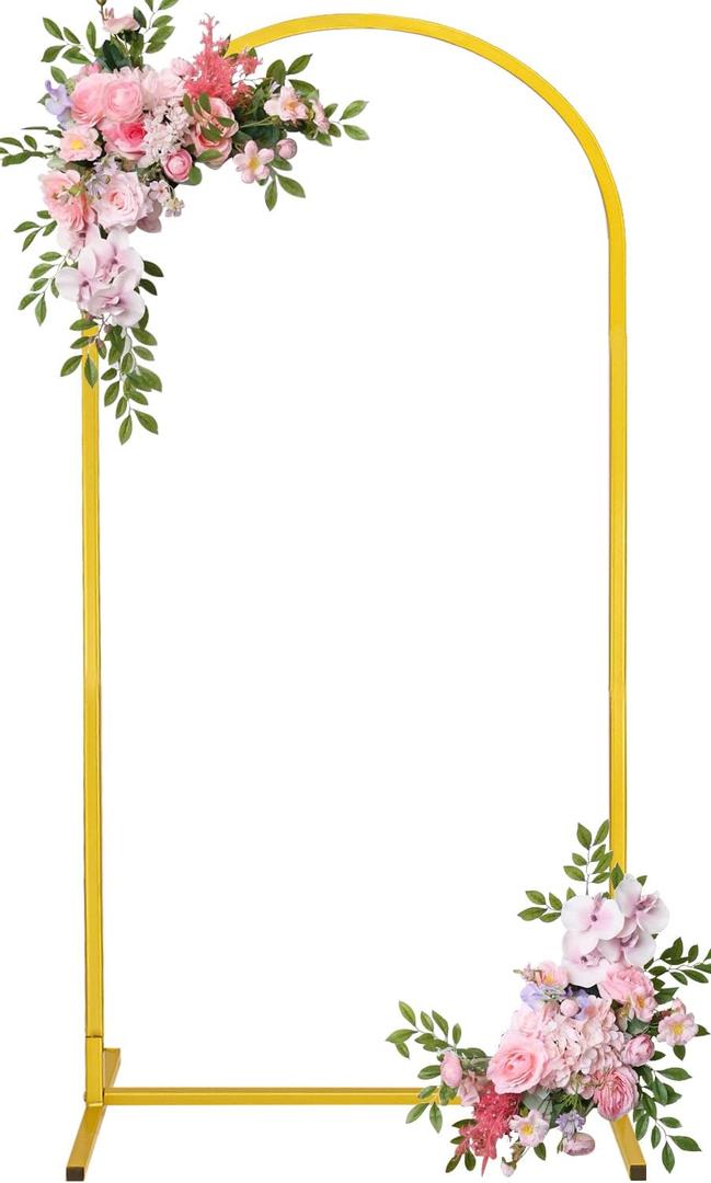 Fivenl Arch Backdrop Stand 5FT Balloon Arch Stand Stable Gold Wedding Arch Frame Metal Arch Backdrop Stand for Wedding Ceremony Birthday Party Bridal Baby Shower Banquet Decoration