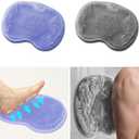 2 PCS Shower Foot & Back Scrubber Mat Hands Free Foot Massager Mat with Non-Slip Suction Cups, Wall Mounted Silicone Bathroom Wash Foot Pad Exfoliating Dead Skin Foot Brush (Grey & Purple)