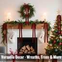 6 Pcs Burgundy Velvet Christmas Swag Bows 23.5x15.5 Inch, Rustic Large Velvet Christmas Staircase Wreath Bow, Pre-Tied Vintage Tree Topper Ribbon Bow for Outdoor Door Garland Wall Home Decorations