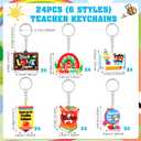 HOWAF 72 Pack Teacher Appreciation Gift Bulk, 24 Thank You Teacher Gift Card 24 Thank You Teacher Key Chain with Bags, Teachers Day Graduation End of School Year Christmas Gift for Teacher