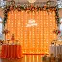 10ft x 10ft Orange Tulle Photo Backdrop Curtain with Lights String for Halloween Party Orange Sheer Curtain Backdrop Drapes for Birthday Party Wedding Photo Booth Background Home Room Decorations