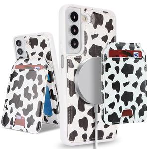 SailorTech for Samsung Galaxy S21 case with Credit Card Holder mag Safe, for Galaxy S21 Phone Leather Case Wallet for Women Compatible mag Safe Wallet Detachable 2-in-1 for Men-Cow Print