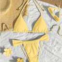 SOLY HUX Women's Halter String Bikini Sets High Cut Cheeky Thong Sexy Two Piece Swimsuits Bathing Suit (Yellow, L)
