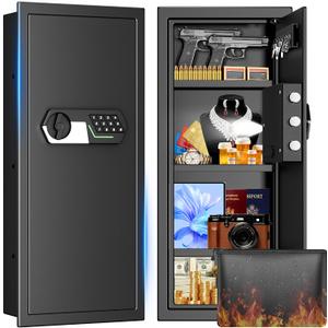 33.46'' Tall Fireproof Wall Safes Between the Studs, Fire Security In Wall Safe with Digital Keypad, Removable Shelves and Fireproof Bag, Anti-Theft Hidden Wall Safe for Home, Cash, Documents