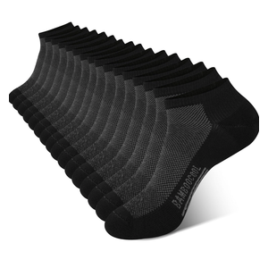 BAMBOO COOL Men's Athletic Ankle Socks Cushioned Moisture Wicking, Low Cut Running Mesh Socks Arch Support, 8 Pack, L
