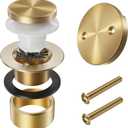 Champagne Bronze Bathtub Drain Stopper and Overflow Kit, Solid Brass Tip-Toe Bath Tub Drain with Hair Catcher - Universal Coarse/Fine Thread, Bathroom Bathtub Plug Replacement, 11.5/16 UNC