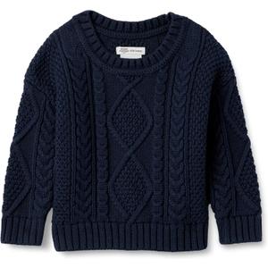 Amazon Essentials x Sofia Grainge Babies, Toddlers, and Boys' Cable Crewneck Sweater (3T, Navy)