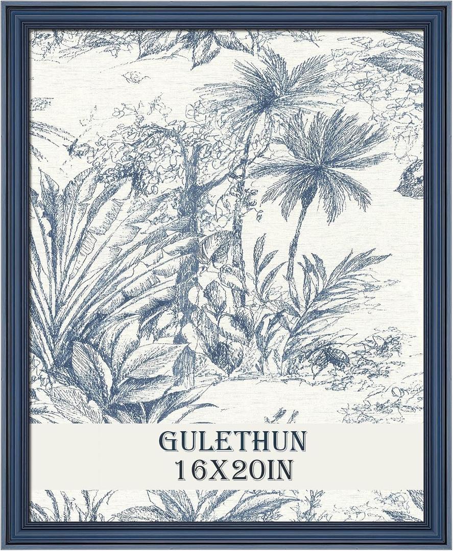 GULETHUN 16x20 Frame, Transitional Modern Design Picture Frames, 16 by 20 Rustic Poster Frame for Home Decor, Blue Vintage Photo Frame, Horizontal or Vertical Display, Choose Size & Color, 16x20in
