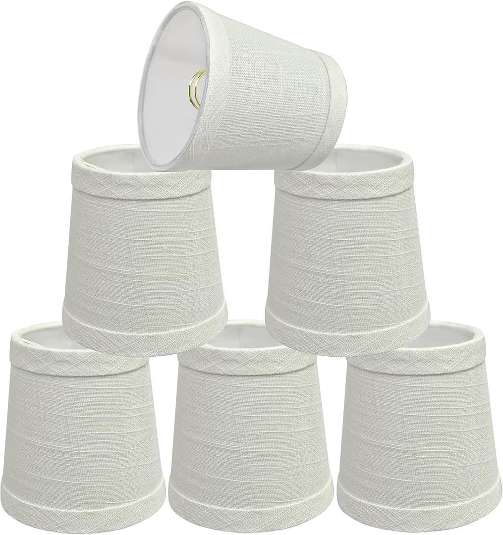 Aspen Creative 32713-6B, Empire Clip-On Chandelier Lamp Shade, Off White, 3" Top x 4" Bottom x 4" Slant Height, Set of 6