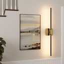 32 Inch Rechargeable Wireless Wall Sconce with Remote Control, 8000mAh Battery Operated Wall Sconce Set of 2 with Timer, 3000K/4500K/6000K Dimmable, 360° Rotation for Living Room, Gold Walnut (2 Pack)