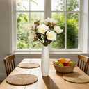 2PCS Artificial Magnolia Flowers 31.5inch Real Touch 6 Heads White Fake Magnolia Stem with Green Leaves Long Stem for Home Wedding Bedroom Indoor Outdoor Floor Vase Decor (White)