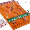 Horse Race Board Game Finish Line Racing Game with 11 Luxurious Metal Horses with 4 Dice and 2 Boxes of Cards Solid Wood Horse Racing Game Board Color Box Packaging (Small, Yellow Peach Color)