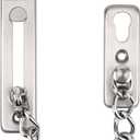Heavy Duty Door Chain Lock - 304 Stainless Steel, Spring Loaded Pushbutton Latch, Child & Pet Proof, No-Drill Installation for Interior,Front,Hotel Doors (Brushed Silver)