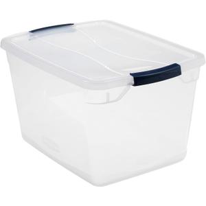Rubbermaid Cleverstore Clear 30 Qt/7.5 Gal, Stackable Plastic Storage Containers with Durable Latching Clear Lids, Visible Storage, Great for Closet, Laundry, and Kitchen Storage (Pack of 4)