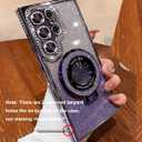 Changjia for Samsung Galaxy S25 Ultra Magnetic Kickstand Glitter Case, [Compatible with Magsafe] Cute Bling Sparkly Diamond Rhinestone with Camera Protector Women Girl Case for Galaxy S25 Ultra,Purple