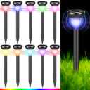 10 Pack Solar Ultrasonic Animal Repellent with RGB Color-Changing Lights, 360 Sonic Pest Deterrent for Outdoor Lawn & Garden, Solar Powered Mole, Gopher & Snake Repellent Stakes