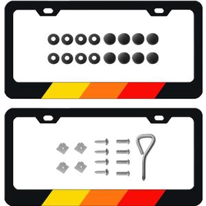 2 Pack Tri-Color Sport License Plate Frame, Aluminum Alloy 3 Color Sports License Plate Cover Holder Compatible for Toyota Tacoma 4Runner Tundra Rav4 Highlander TRD (3 Colour Yellow Orange Red)