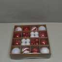 44Pcs Christmas Ball White and Red Christmas Ornaments Set for Garden Backyard Holiday Wedding Party Decor with 12 pcs 2.36 Large and 32 pcs 1.18 Mini Christmas Decorations Ornaments Bulk Balls