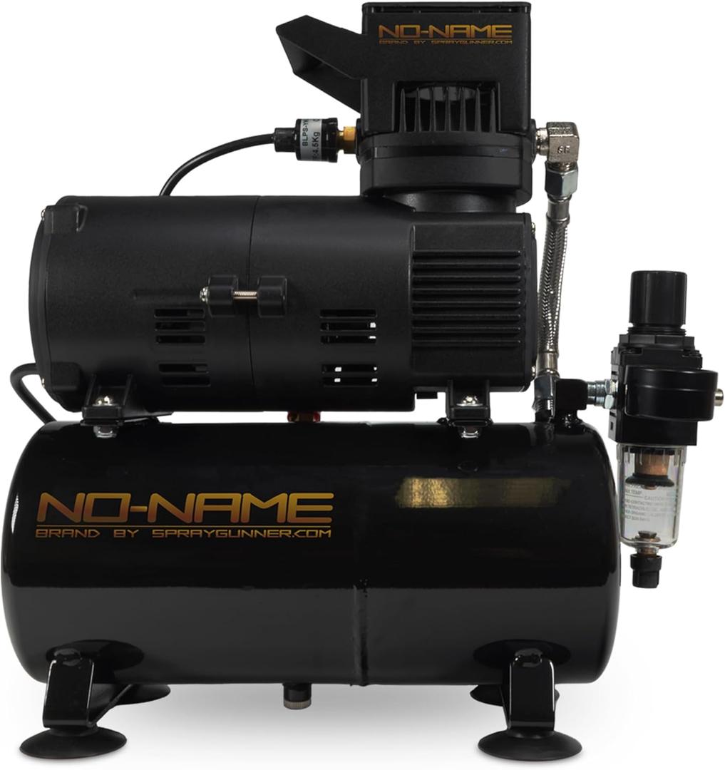 Cool Tooty Airbrush Compressor with 3L Metal Tank, 1/6 HP 110V Motor, Dual Cooling Fans, 47dB, 2023 L/Min Airflow, Auto Start/Stop, Moisture Filter, and 1/8" to 1/4" Adapter