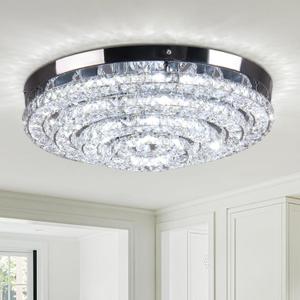 Modern LED Chandelier Flush Mount Four Rings Ceiling Lamp Round Ceiling Lihgt Fixture for Bedroom Living Room Dining Room (4000K, Cool White)
