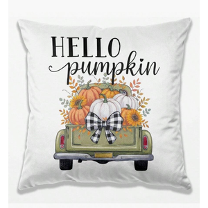 DOFQZ Fall Hello Pumpkin Pillow Covers 18x18, Farmhouse Country Cottage Autumn Decor, Fall Autumn Pumpkin Pickup Truck Decorative Throw Pillow Covers for Home Bedroom Living Room