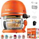 Non Toxic Air Fryer - Glass AirFryer 5 Quart w/ 360 Visibility, Self-Cleaning, 400F Vortex Air Fryer for Even Cooking, BPA-Free Teflon Free, 6-in-1 Functions, Rotisserie, Roast, Bake, Orange