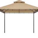 Yaheetech Gazebo for Patios - 11x11ft Outdoor Powder-Coated Steel Frame Gazebo, Double Roofs Grill Shelters BBQ Pavilion for Lawn/Backyard/Garden/Deck, Khaki