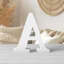 6 Inch White Wooden Letters Unfinished Wood Letters for Crafts Blank DIY Crafts for Adults Paintable Standing Letters for Wall Wedding Birthday Party Decoration (A)