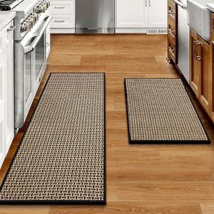 Pack Of 2 Kitchen Rugs and Mats Non Skid Washable, Absorbent Runner Rugs for Kitchen, Front of Sink, Kitchen Mats for Floor(Grey, 45"×17", 28"×17")