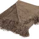 Internets Best Chenille Throw Blankets | Taupe | Ultra Soft Couch Blanket with Fringe | Light Weight Sofa Throw | 100% Microfiber Polyester | Easy Travel | Bed | 50 x 60