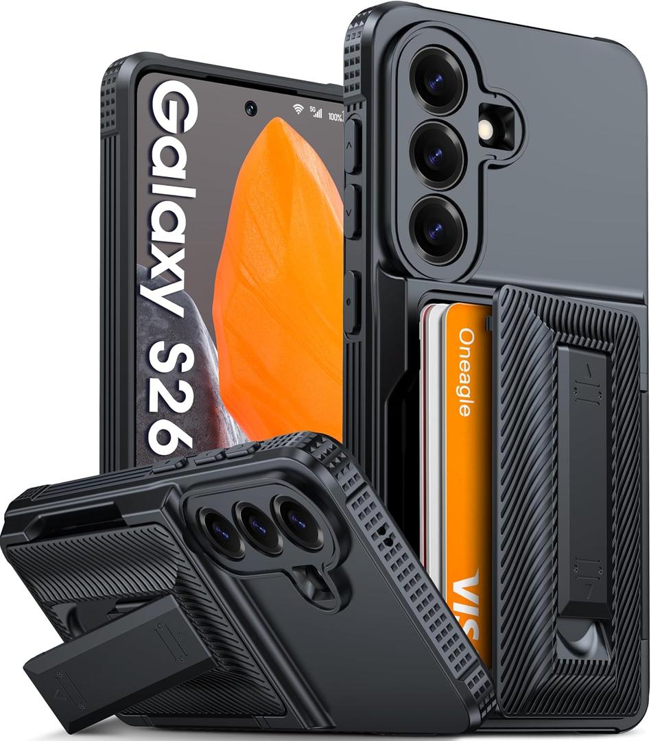 4 x Oneagle Wallet for Samsung Galaxy S26 Case 6.3" with Card Holder (4-5 Cards) [RFID Blocking] Full Camera Protection, with Kickstand 15FT Military Grade Shockproof Heavy Duty Phone Case for Galaxy S26