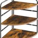IBUYKE Corner Shelf, Kitchen Counter Organizer, Bathroom Vanity Trays, 3-Tier Spice Rack for Small Spaces,Cosmetic Storage Perfume Holder, Adjustable Height, Rustic Brown,TWJ002H