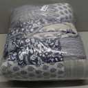 VIVILINEN Oversized King Size Quilt Set 128x120 Navy Blue Grey Bedspread Plaid Patchwork Extra Wide Super King Quilted Coverlet Bedding Set 3-Piece Reversible Lightweight Bed Cover Comforter Set