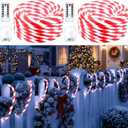 Glooglitter 2 Set Christmas Candy Cane Rope Light, 33ft 200 LED Decor Lights 8 Modes Multicolor Lights for Garden Patio Xmas Tree, Indoor Outdoor Christmas New Year Winter Decorations(White)