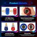 Tallew R1234yf Adapter Kit, Adjustable R1234yf Quick Couplers Adapter, Blue and Red High Low Side Connector Conversion Air Conditioning Line Repair Tools